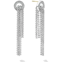 Best Cascading Caviar Diamond Earrings Silver