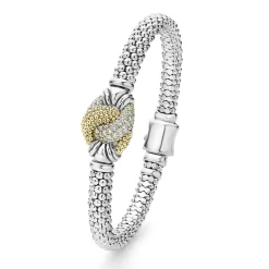Store Caviar Diamond Knot Bracelet | 6Mm Two-Tone