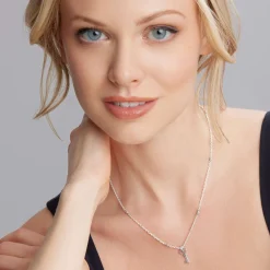 New Caviar Key Diamond Pendant Necklace Silver