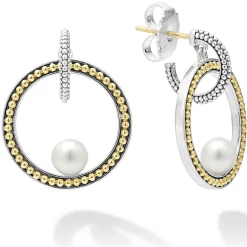 Online Caviar Pearl Drop Earrings Two-Tone