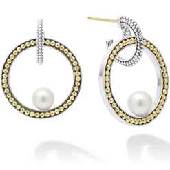 Online Caviar Pearl Drop Earrings Two-Tone