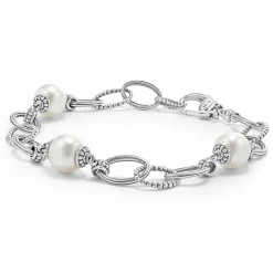 Online Caviar Pearl Link Bracelet Silver