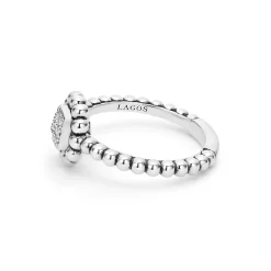 Clearance Caviar Square Diamond Ring Silver