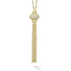 Best Sale Caviar Tassel Diamond Pendant Necklace Gold