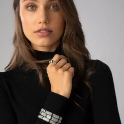 Cheap Ceramic And Caviar Diamond Ring Silver