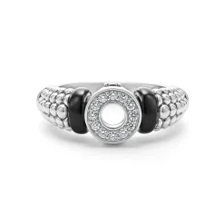 Online Ceramic And Diamond Circle Ring Silver