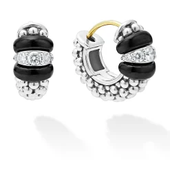Shop Ceramic And Diamond Huggie Earrings Diamonds