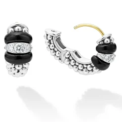 Shop Ceramic And Diamond Huggie Earrings Diamonds