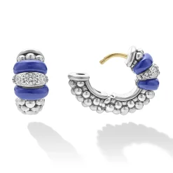 Outlet Ceramic And Diamond Huggie Earrings Diamonds