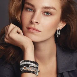 Discount Ceramic Beaded Diamond Hoop Earrings Hoop Earrings