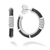 Clearance Ceramic Beaded Diamond Hoop Earrings Silver