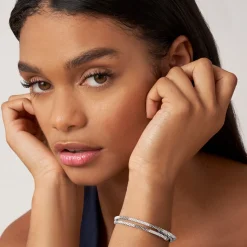 Flash Sale Ceramic Beaded Wrap Bracelet Silver