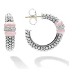 Hot Ceramic Caviar Diamond Hoop Earrings Silver