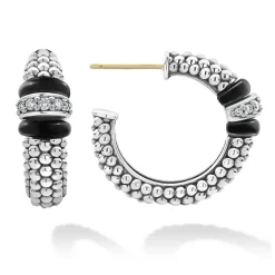 Store Ceramic Caviar Diamond Hoop Earrings Diamonds