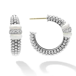 Discount Ceramic Caviar Diamond Hoop Earrings Hoop Earrings