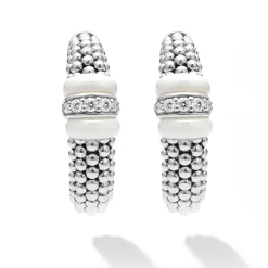 Discount Ceramic Caviar Diamond Hoop Earrings Hoop Earrings