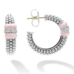 Store Ceramic Caviar Diamond Hoop Earrings Diamonds
