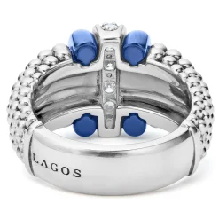 Fashion Ceramic Caviar Diamond Ring Silver