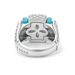Online Ceramic Caviar Diamond Statement Ring Silver