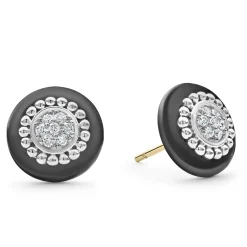 Flash Sale Ceramic Diamond Stud Earrings Silver