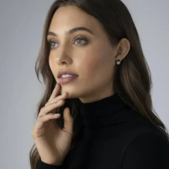 Flash Sale Ceramic Diamond Stud Earrings Silver