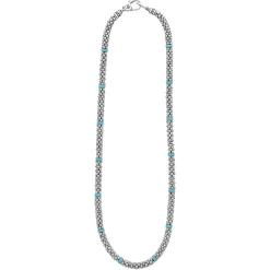 Hot Ceramic Single Bead Station Caviar Necklace Silver