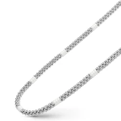 New Ceramic Three Bead Station Caviar Necklace Two-Tone