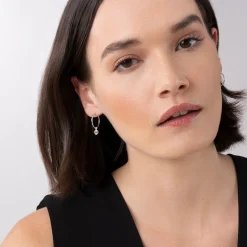 Hot Charm Diamond Hoop Earrings Two-Tone