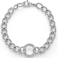 Fashion Circle Diamond Link Bracelet Silver