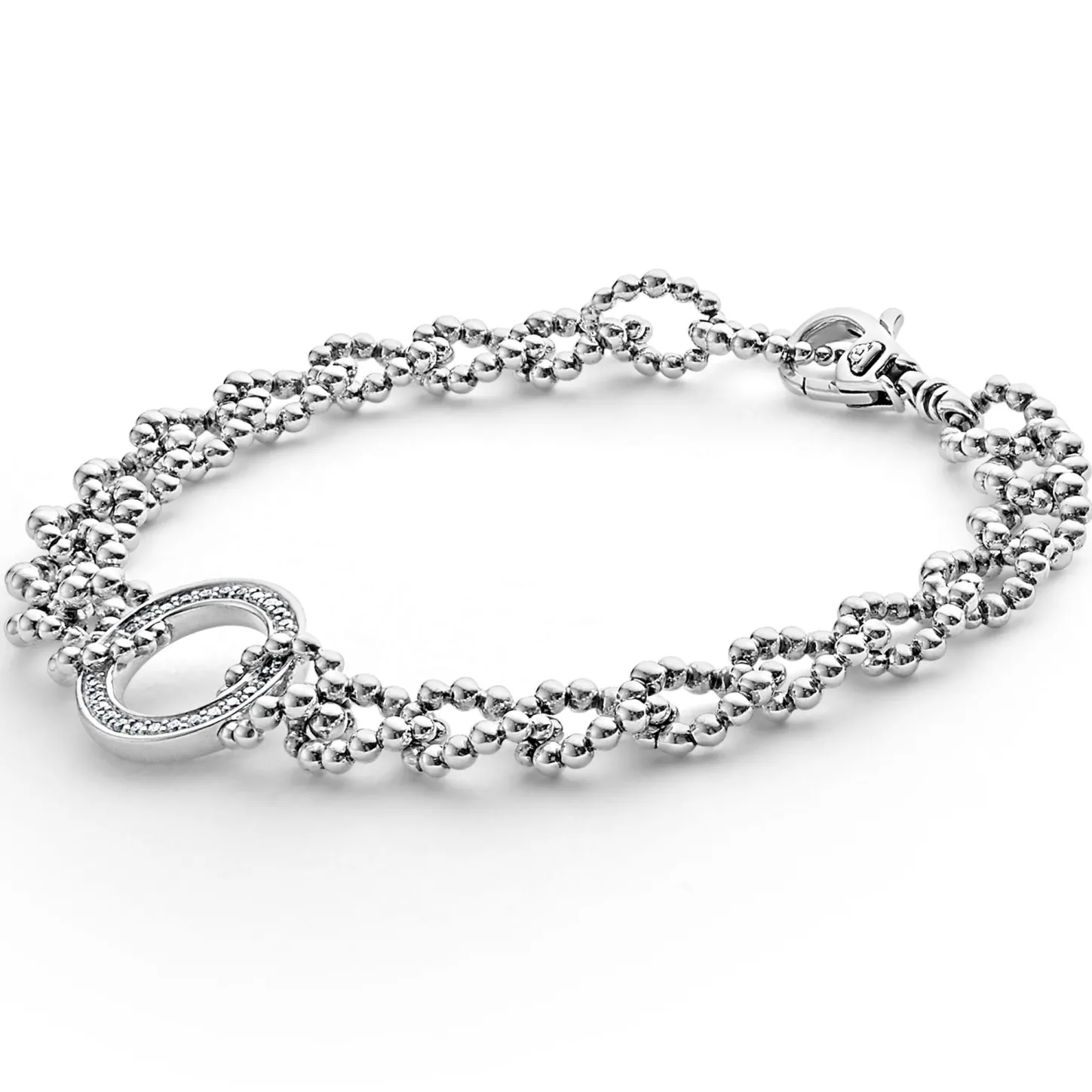 Fashion Circle Diamond Link Bracelet Silver