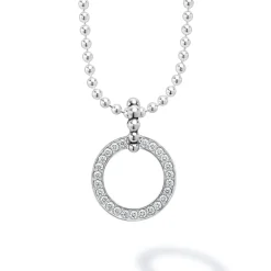 Outlet Circle Diamond Pendant Necklace Silver