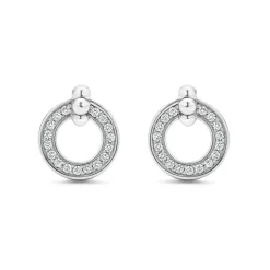 Discount Circle Diamond Stud Earrings Silver