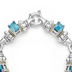 Fashion Classic Swiss Blue Topaz Bracelet Two-Tone