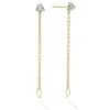 New Convertible Chain Diamond Stud Earrings Two-Tone