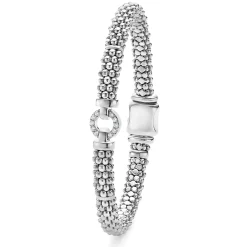 Shop Diamond Circle Caviar Bracelet | 6Mm Silver
