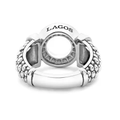 Outlet Diamond Circle Caviar Ring Silver