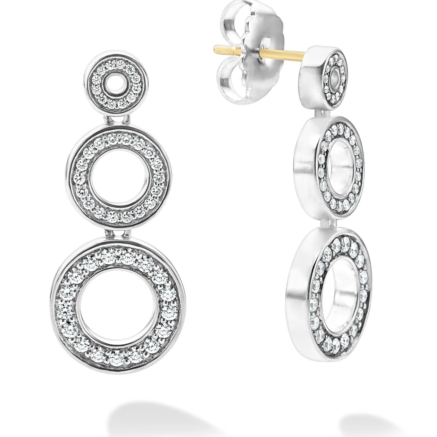 Fashion Diamond Circle Drop Earrings Silver
