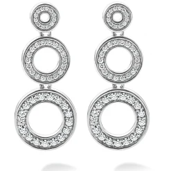 Fashion Diamond Circle Drop Earrings Silver