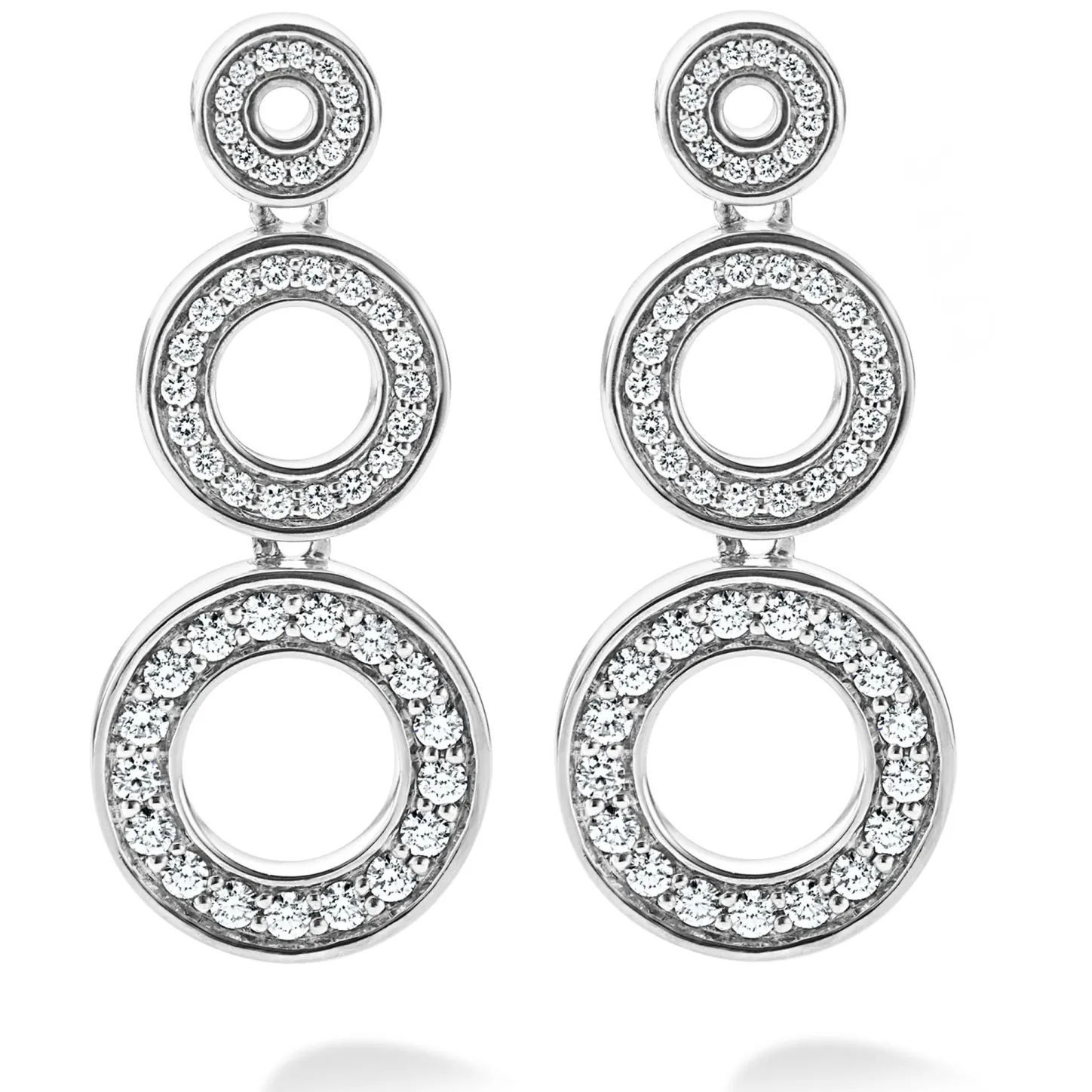 Fashion Diamond Circle Drop Earrings Silver