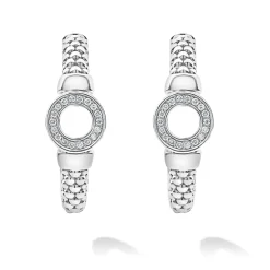 Online Diamond Circle Half Hoop Earrings Silver