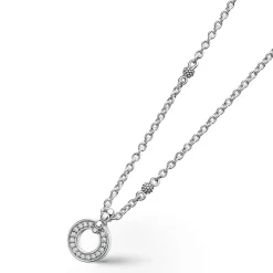 Hot Diamond Circle Pendant Necklace Silver