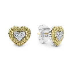 Cheap Diamond Heart Stud Earrings Gold