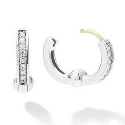 New Diamond Huggie Earrings Silver