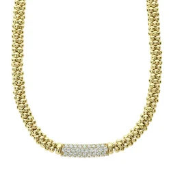 Store Diamond Medium Station Caviar Necklace Gold