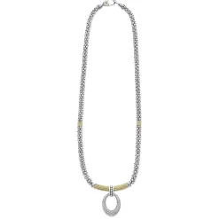 Best Sale Diamond Oval Caviar Necklace Two-Tone