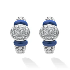 New Diamond Oval Ceramic Hoop Earrings Diamonds