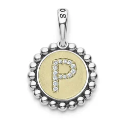 Cheap Diamond P Initial Charm Two-Tone