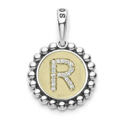 Best Sale Diamond R Initial Charm Two-Tone