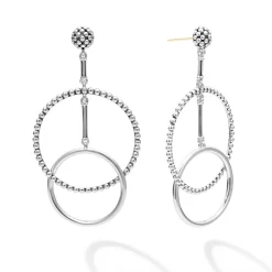 Store Double Circle Drop Earrings Silver