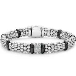 New Double Station Diamond Caviar Bracelet | 9Mm Diamonds